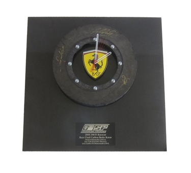 Ferrari 2006 248 F1 Racer-Race Used Carbon Brake Rotator Clock, triple signed